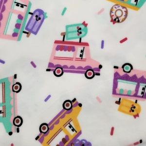 Extra Large Icecream truck Fleece, No Sew, No Tie Blanket, Reversible
